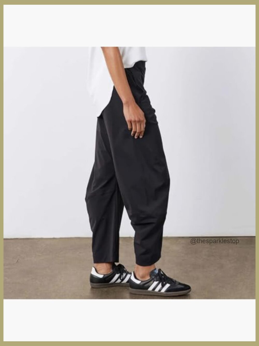 High Waisted Wide Leg Barrel Pants with Pockets - Travel Work Trousers - Picture 5 of 7